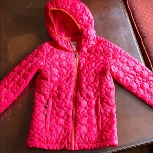 Light weight 5/6 Lands End coat pink & orange